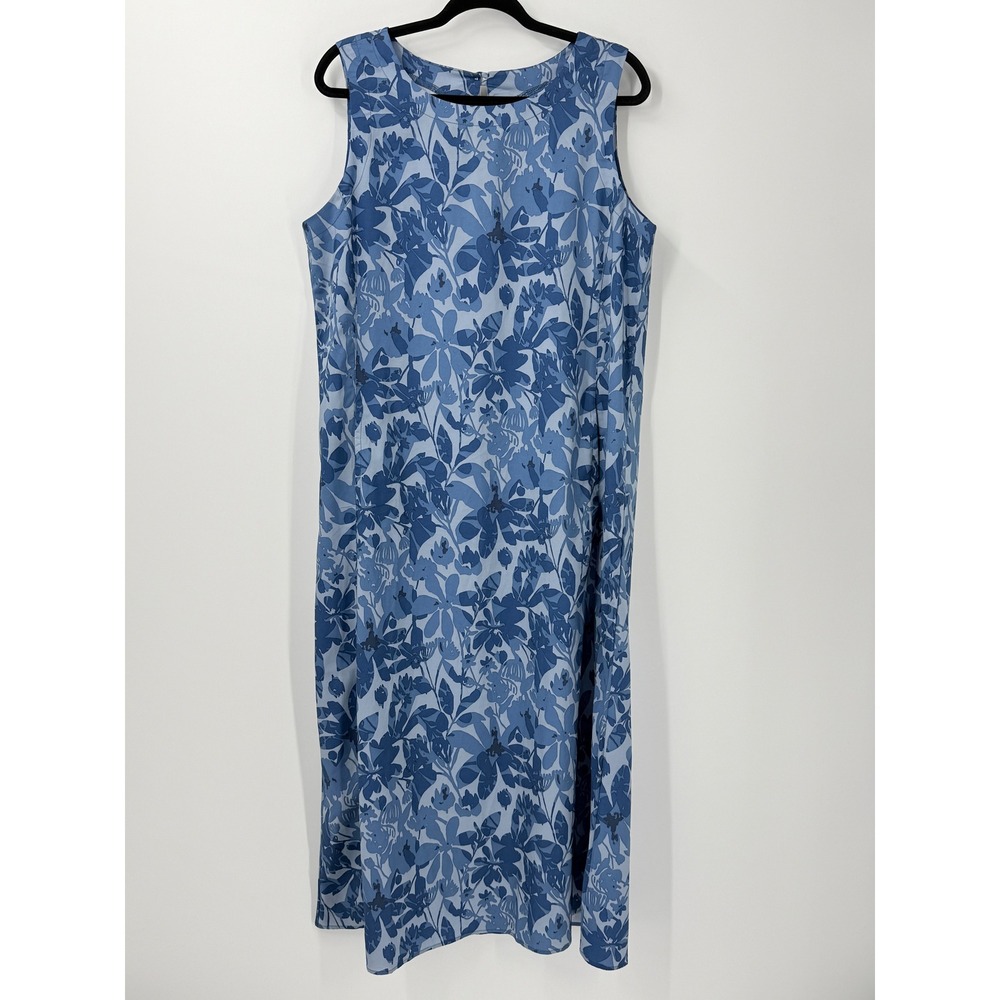 RipSkirt Hawaii Maxi Dress Womens sz L Blue Floral Vacation Resort Beach Travel